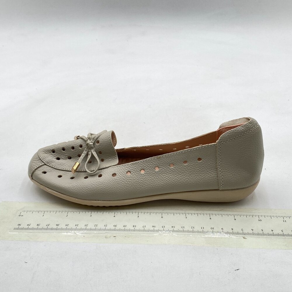Light Grey Women Cute Ballet Round Toe Flats Bowknot Decor Comfort Loafer